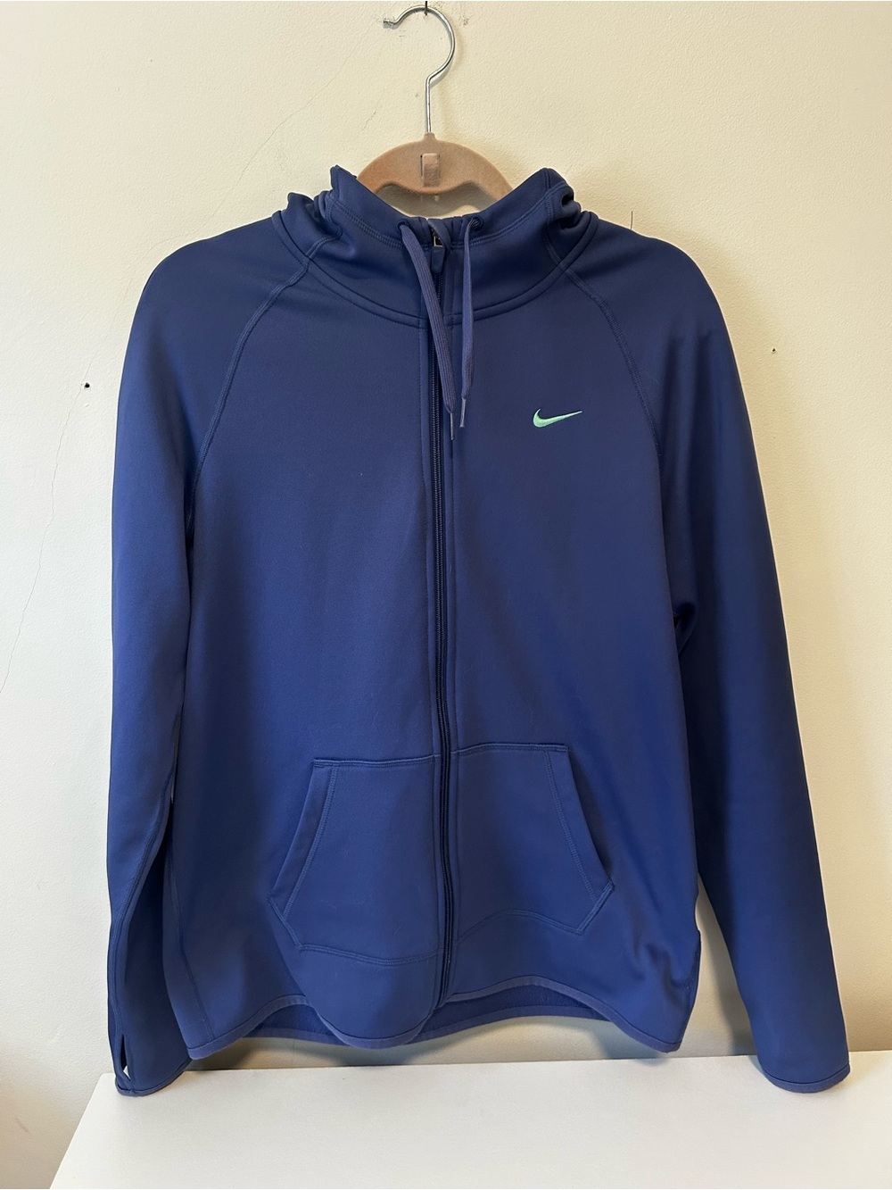 Nike Women's Navy Full-Zip Hoodie with Teal Swoosh